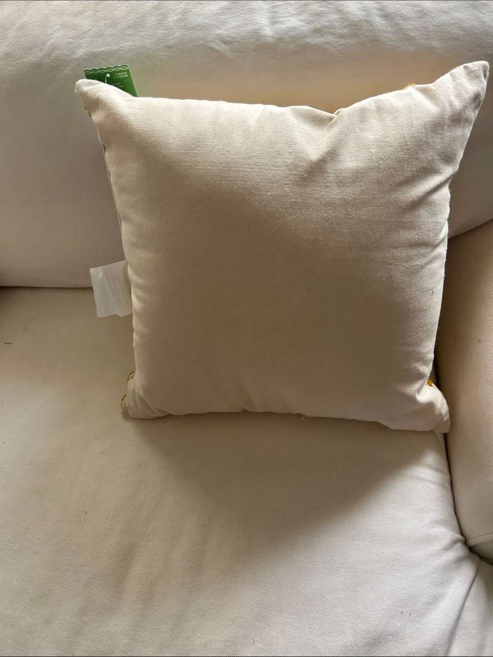White and Mustard Striped Decorative Throw Pillow